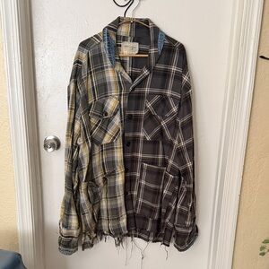 Greg Lauren Plaid Patchwork Casual Button Down Shirt